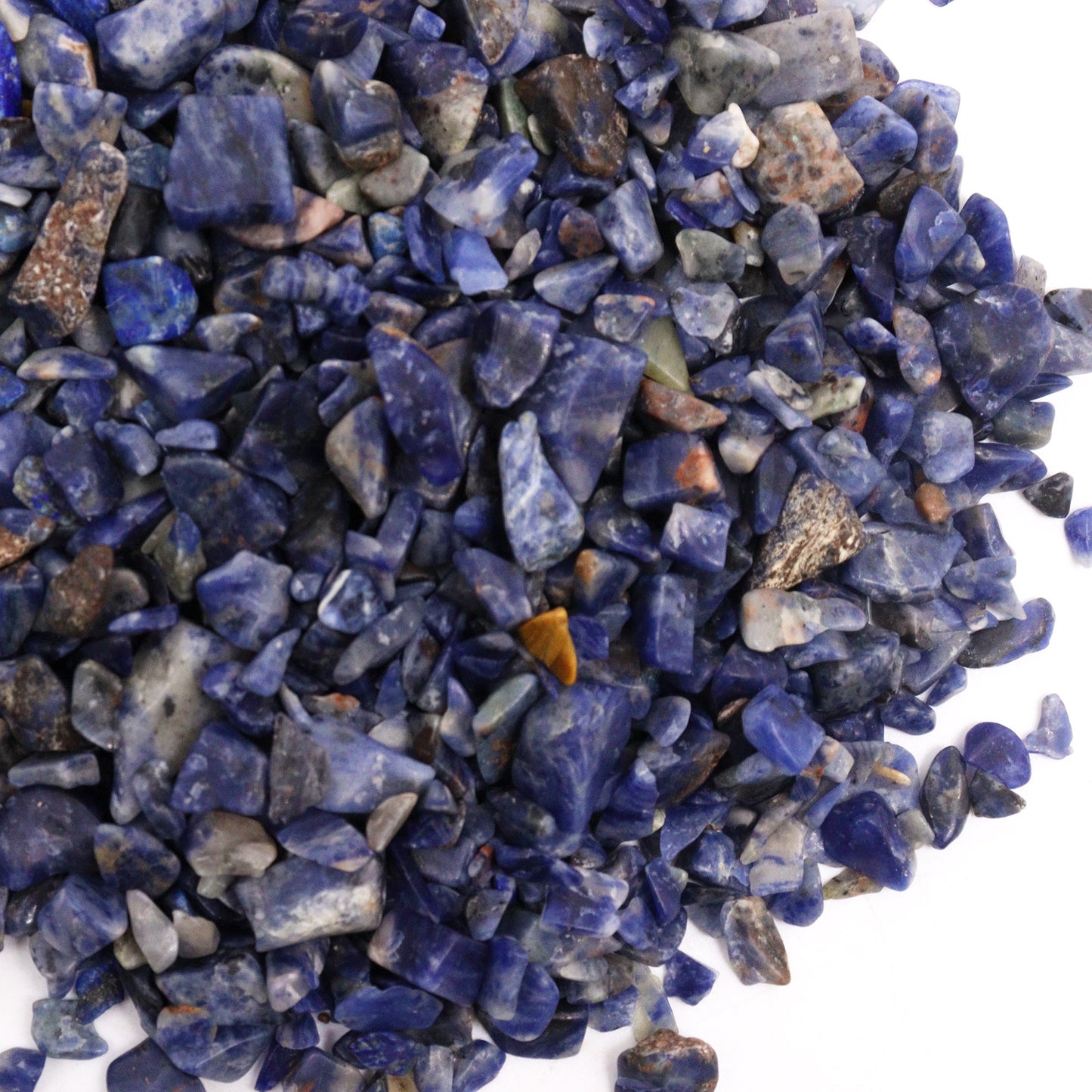 Polished sodalite gemstone chips for crafts in various blue shades from SGI Online SGI Online