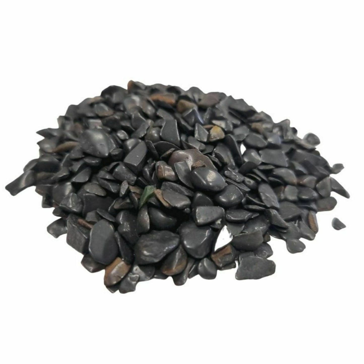 Polished black tourmaline gemstone chips pile from SGI Online for decorative and healing use SGI Online
