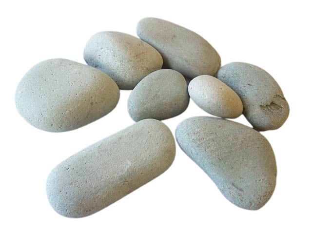 Collection of large Japanese decorative stones by STONED with smooth rounded shapes on black background SGI Online