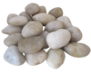 STONED white polished river pebbles smooth and rounded decorative stones on black background