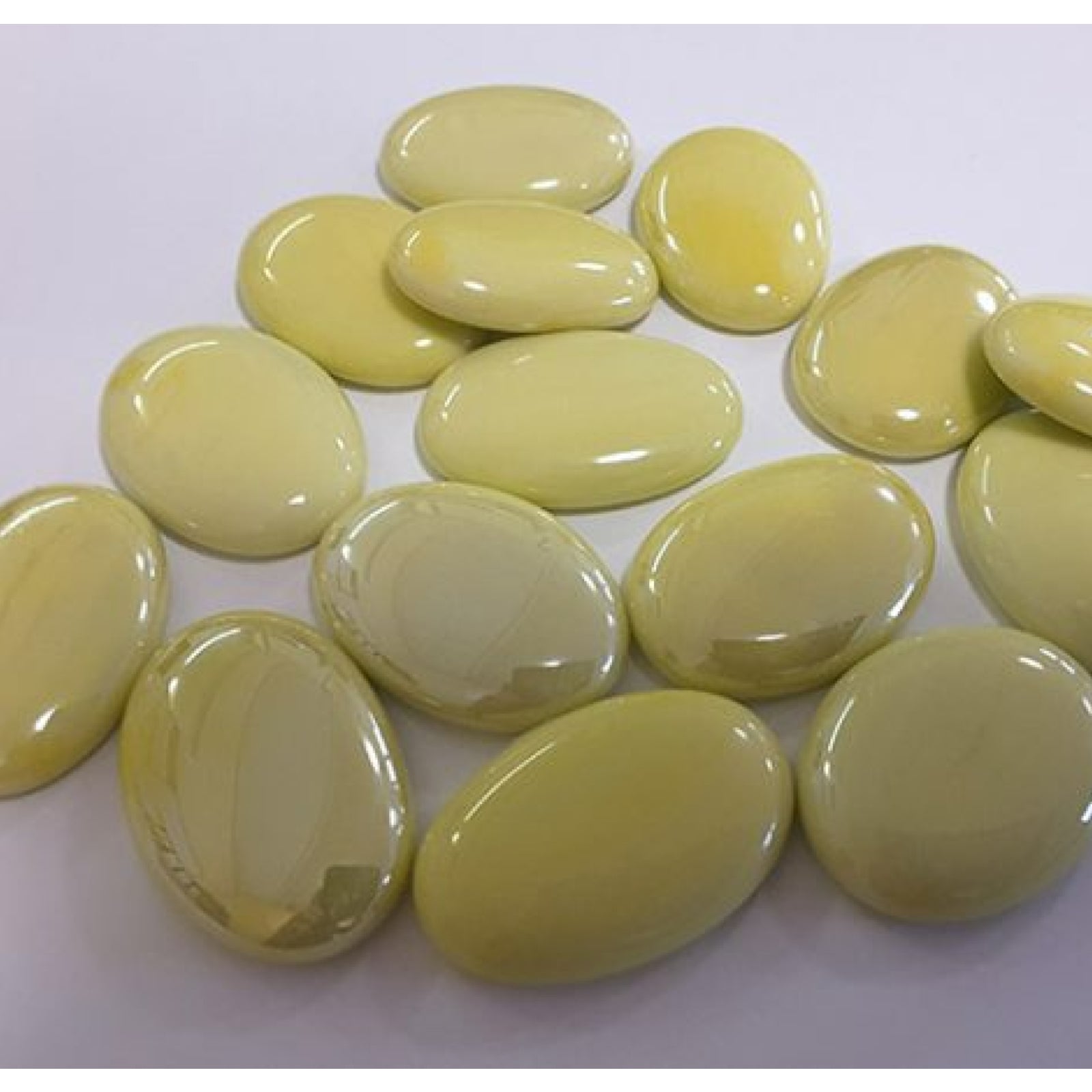 50 Large Yellow Oval Opaque Pebbles.
