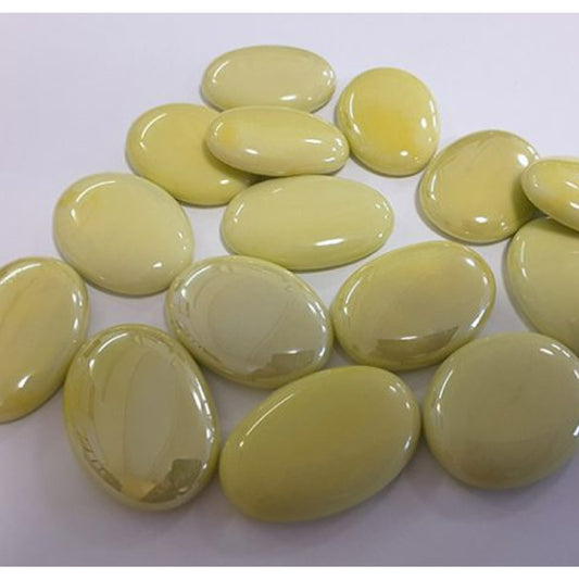 50 Large Yellow Oval Opaque Pebbles