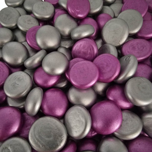 Glass Pebbles - Metallic Pink & Silver Coated