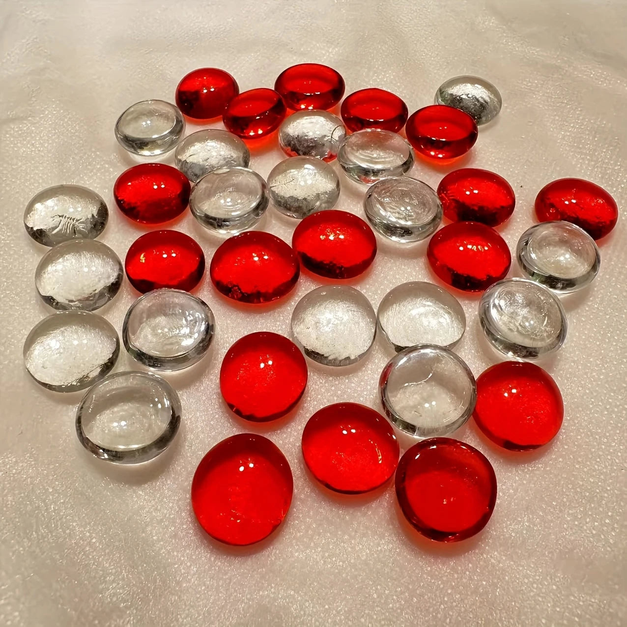 Glass Pebbles - Red & Clear