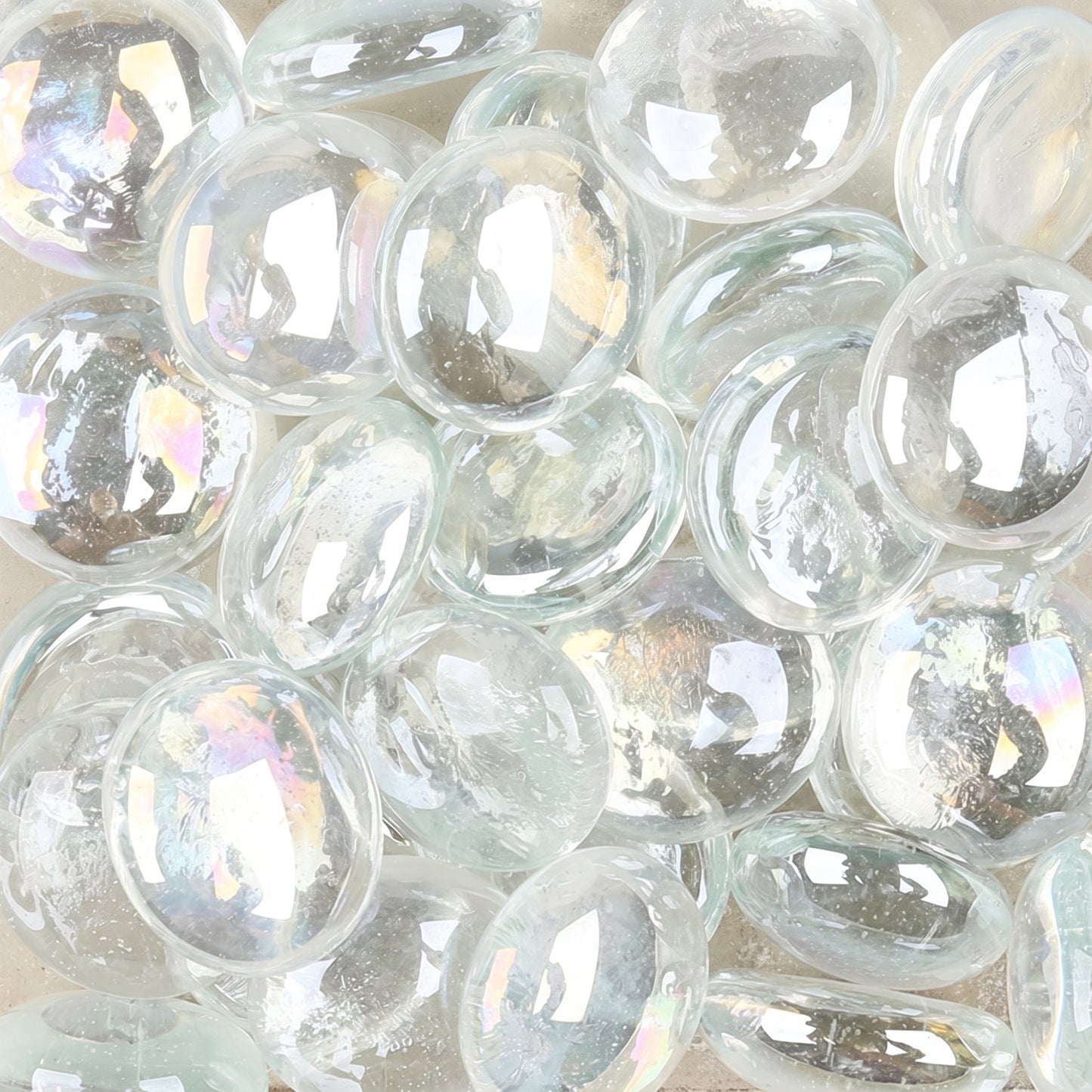 Clear Iridescent Glass Pebbles – 18–20mm Decorative Stones - SGI Online SGI Online