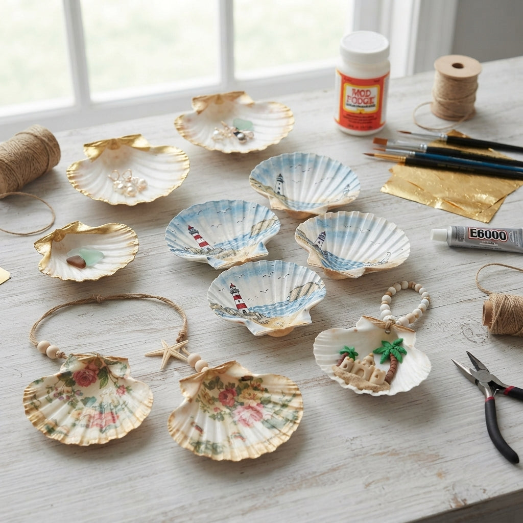 Natural Scallop Shells 10 x 11cm, Pack of 8, Large Seashells for Serving and DIY Crafts - SGI Online