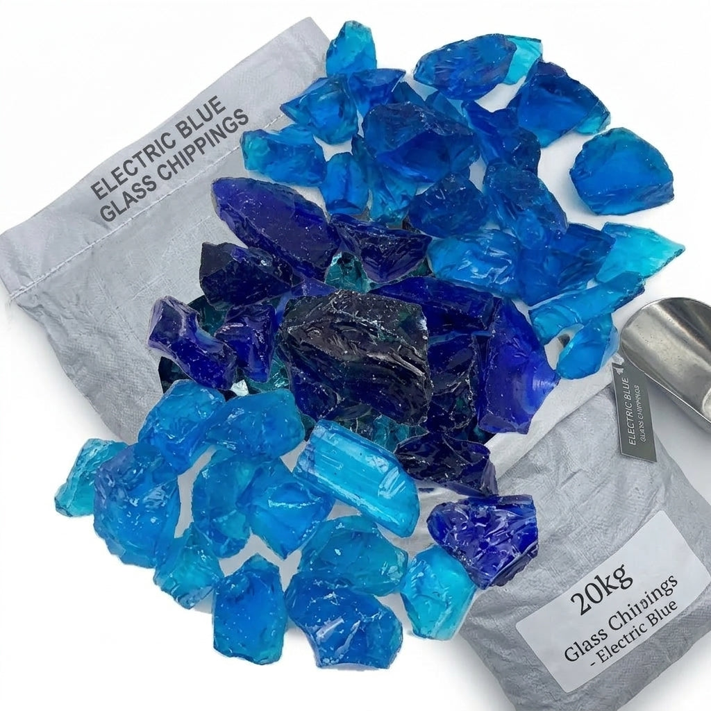 20kg Large Glass Chippings - Electric Blue - SGI Online