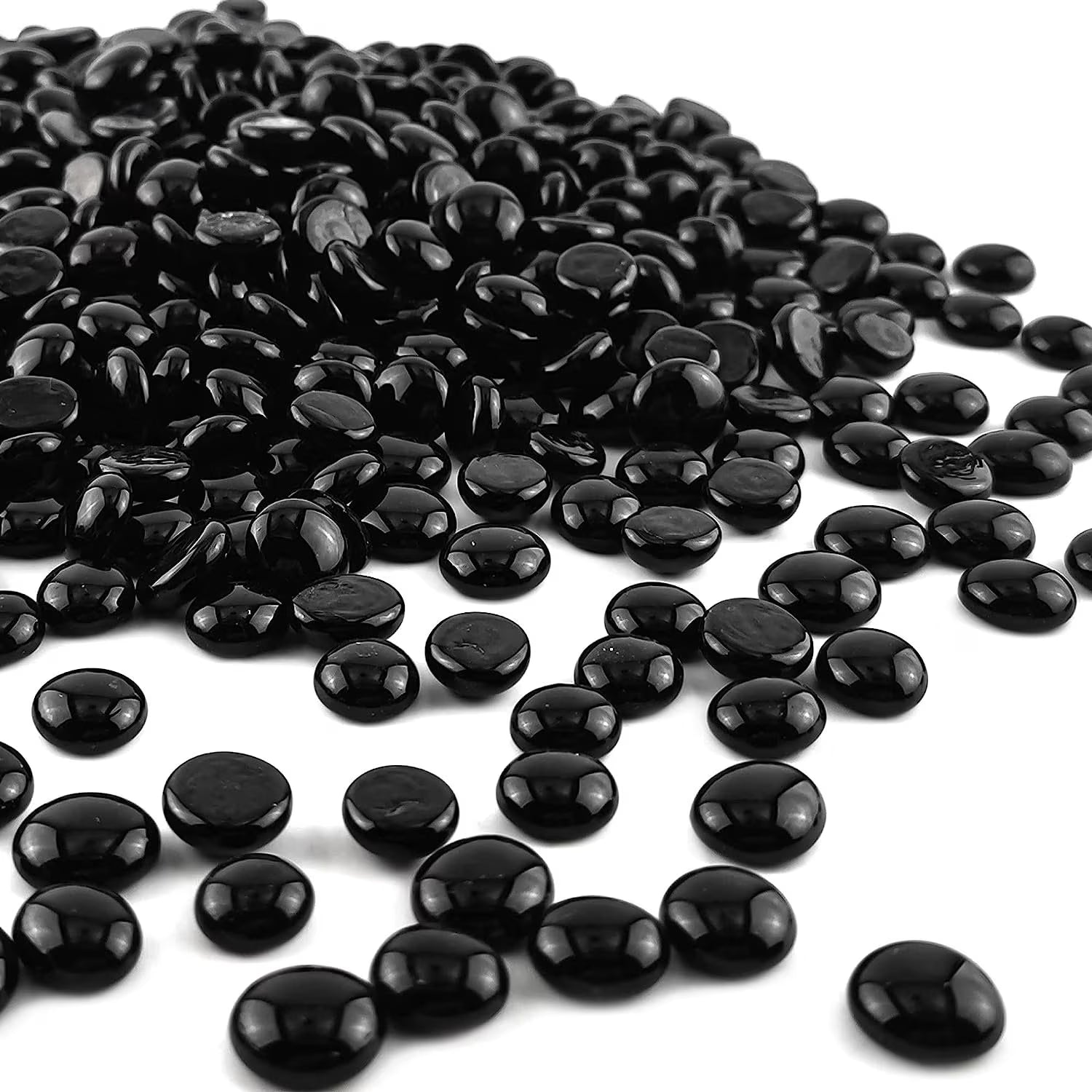 STONED black glass pebbles 20kg smooth shiny decorative stones for landscaping and crafts