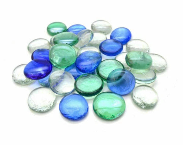 STONED blue green glass pebbles for garden decorative smooth translucent stones