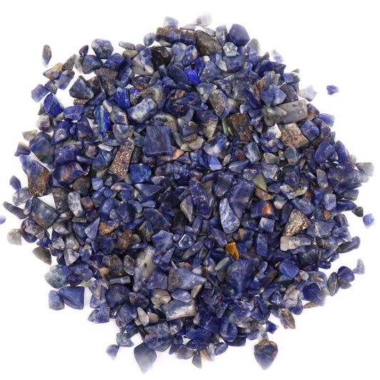 SGI Online polished sodalite gemstone chips for crafts in various shades of blue and gray SGI Online