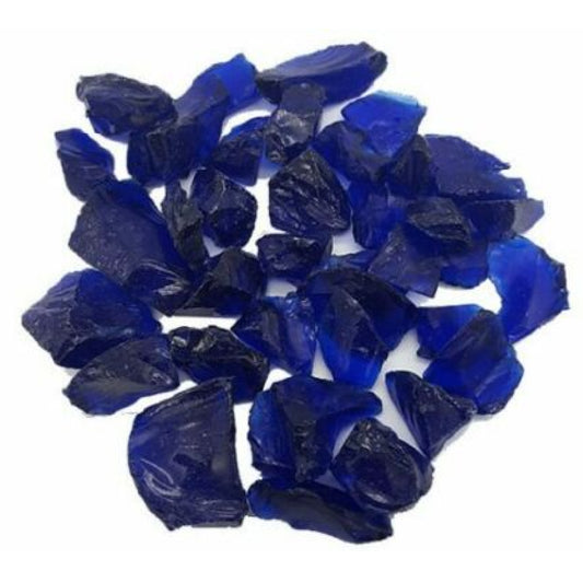 Stoned cobalt blue glass chippings in irregular shapes and deep vibrant blue color SGI Online