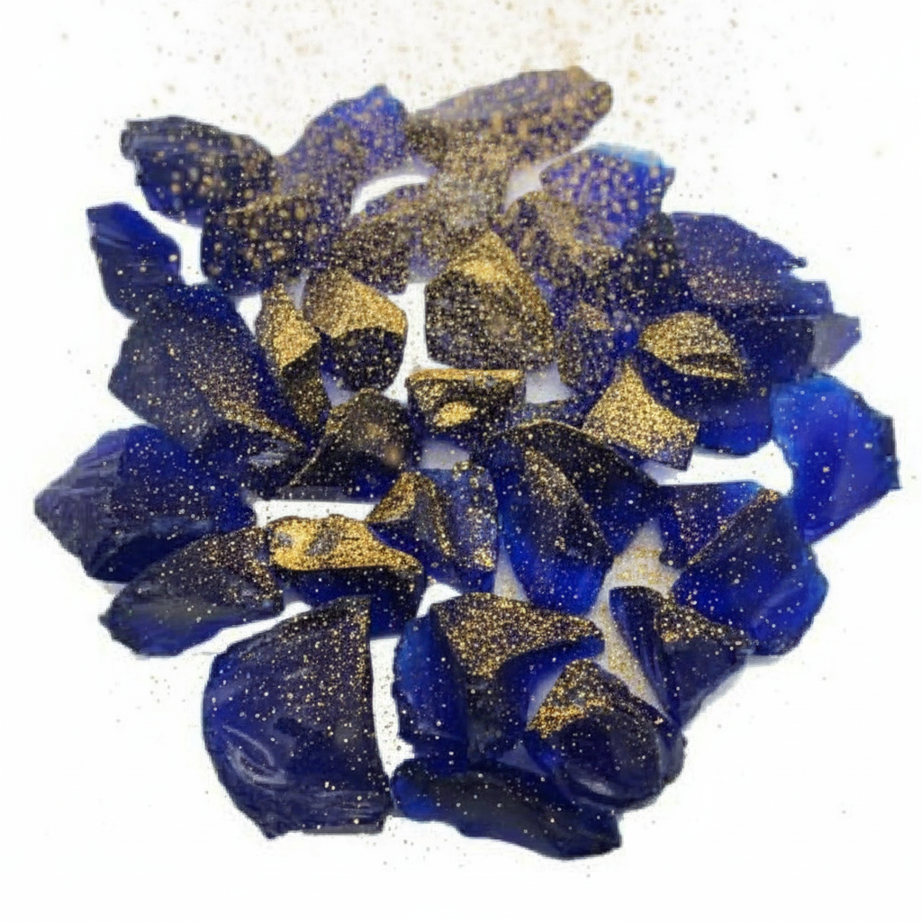 STONED cobalt blue glass chippings with gold flecks decorative glass pieces for crafts SGI Online