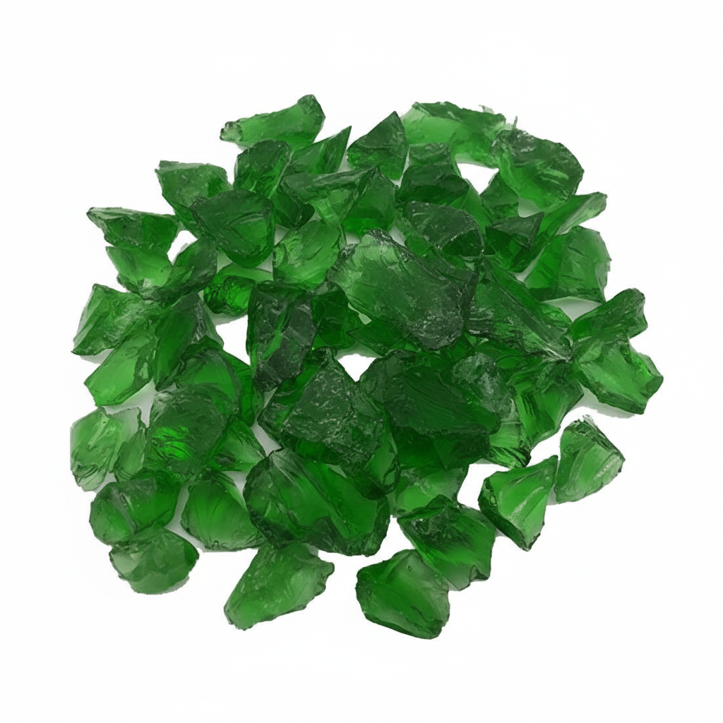 Green decorative glass stones 2kg by STONED glass chippings for crafts and decoration