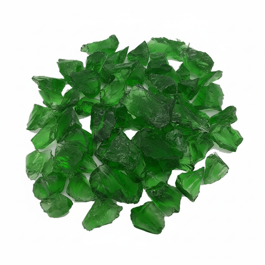 Green decorative glass stones 2kg by STONED glass chippings for crafts and decoration SGI Online