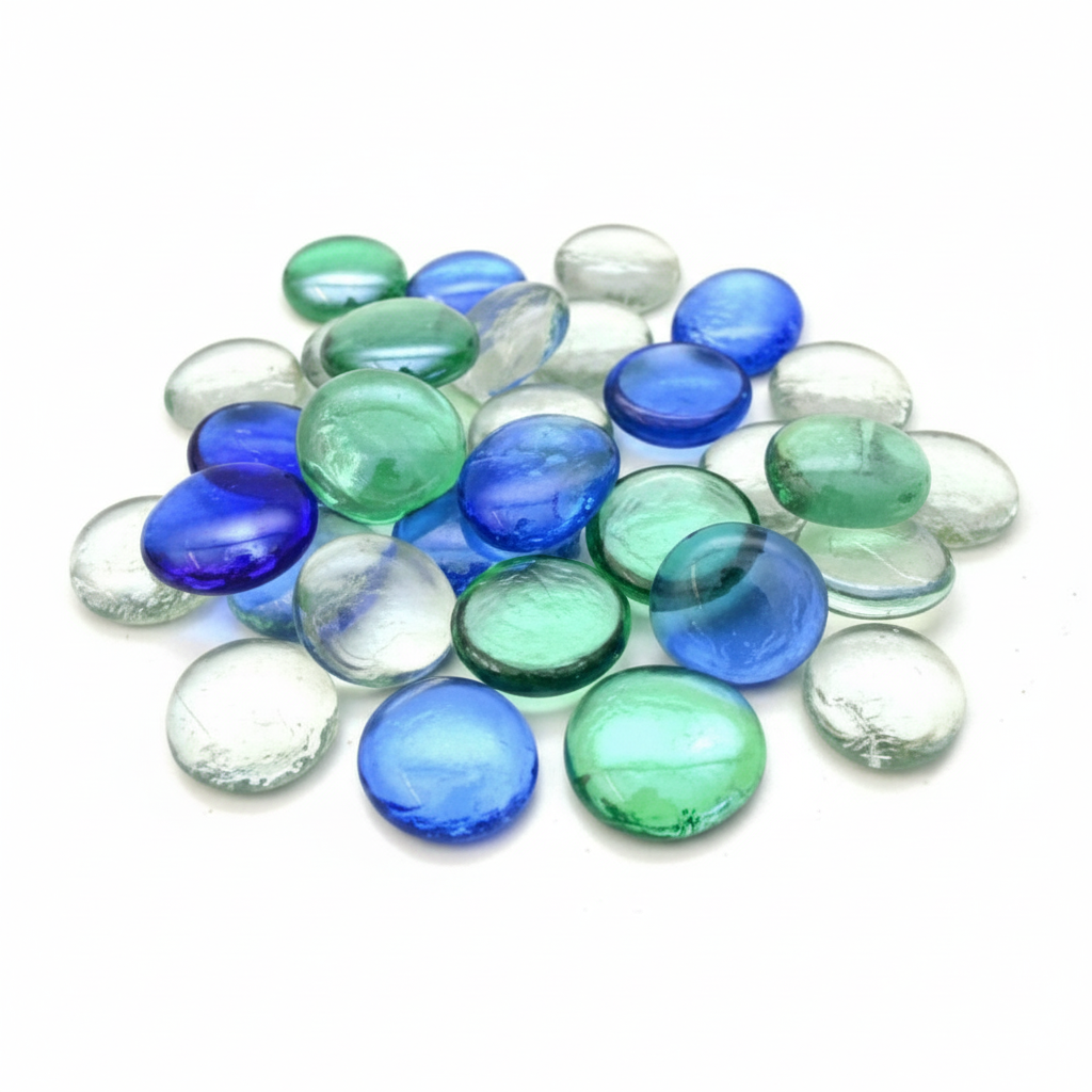 STONED blue green glass pebbles for garden decorative smooth round stones in mixed colors
