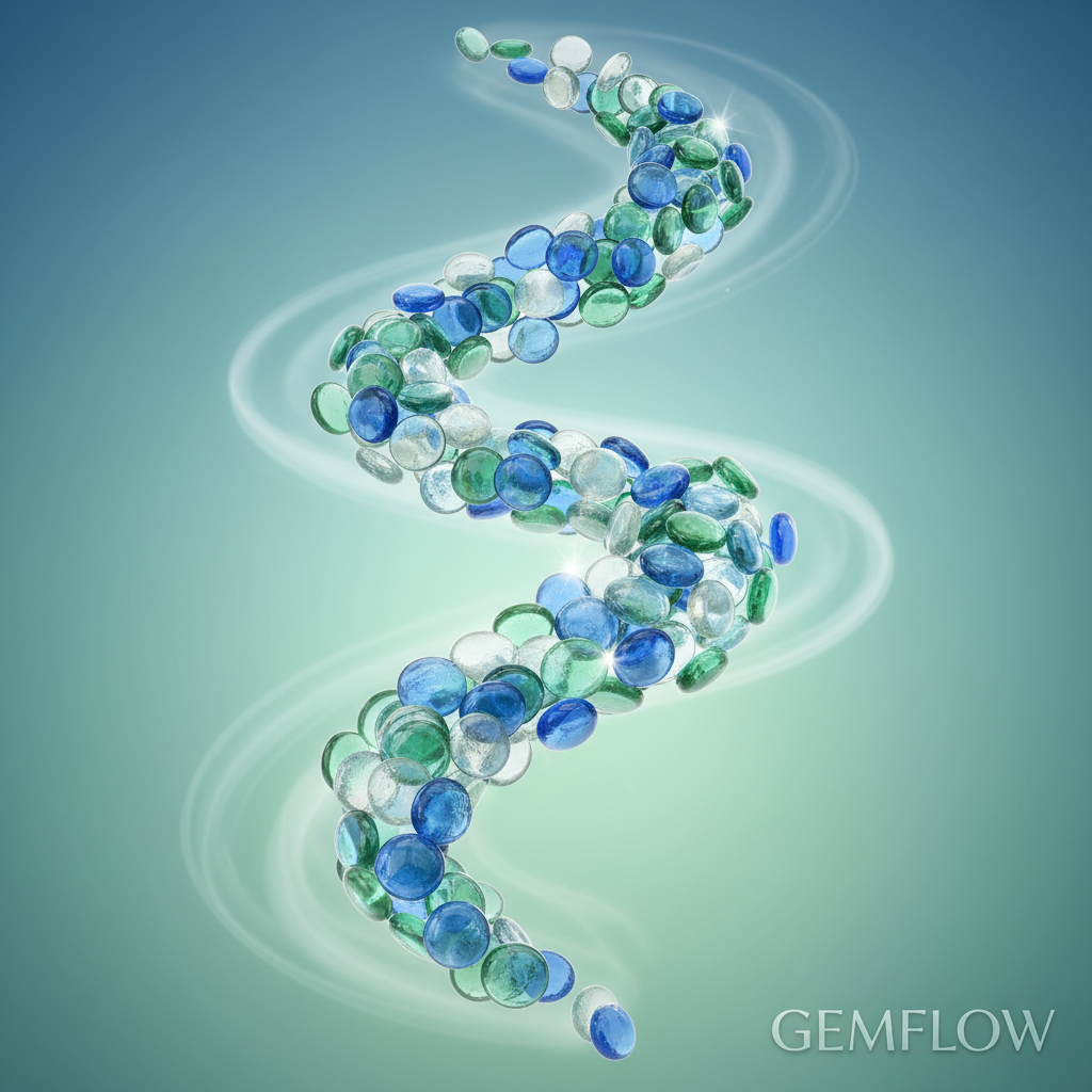 Blue green glass pebbles for garden by STONED arranged in a swirling pattern with sparkling highlights SGI Online