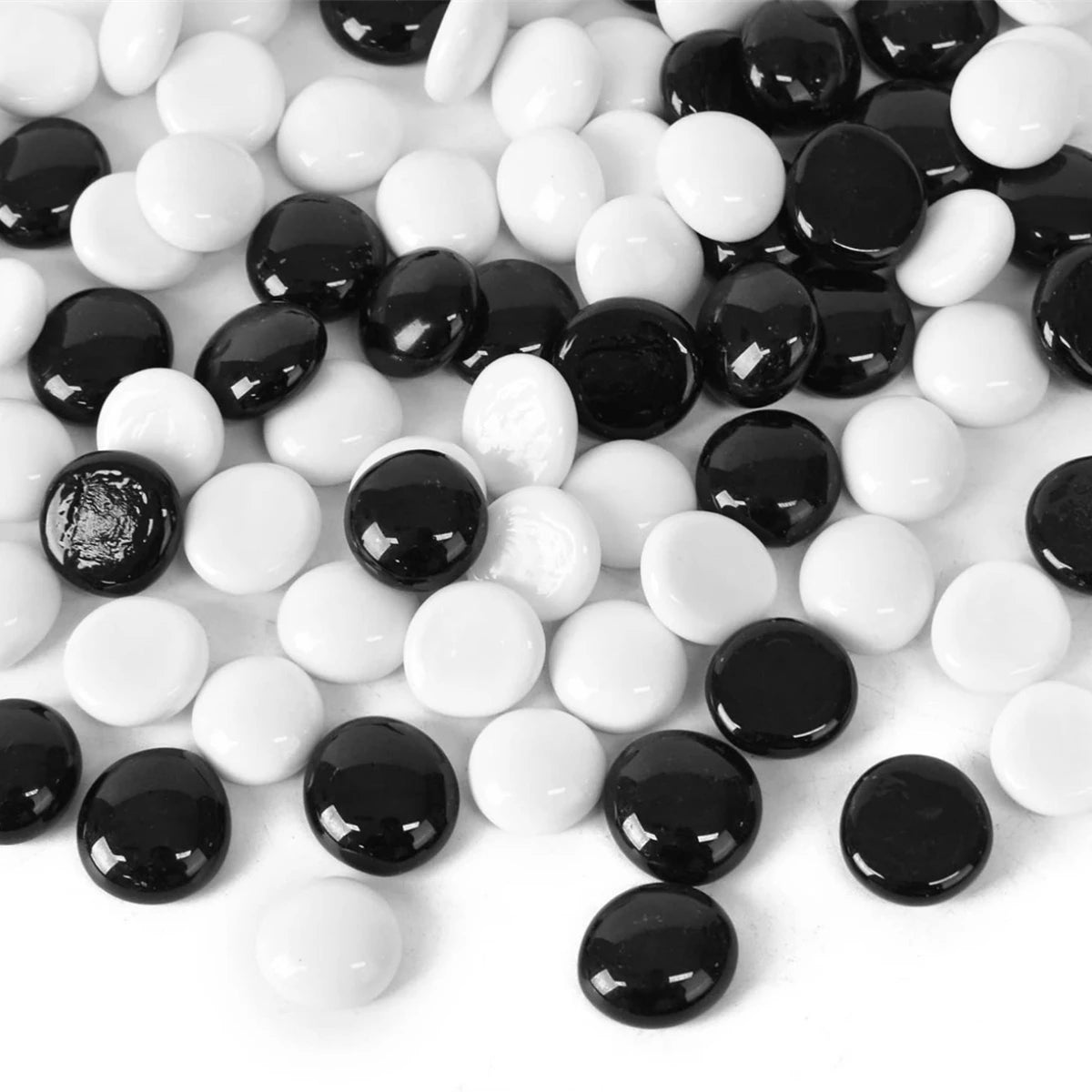 STONED black and white glass pebbles with smooth round shapes for decoration and crafts SGI Online
