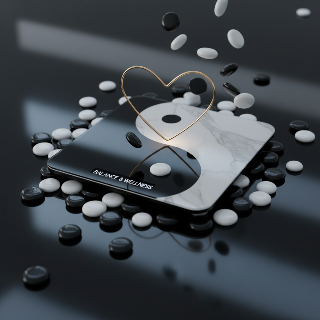 STONED black and white glass pebbles scattered around yin yang balance and wellness decoration SGI Online