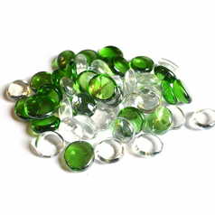 STONED glass pebbles in green and clear glass pebbles round smooth decorative stones