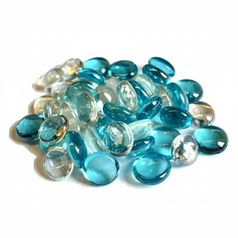 STONED Clear and Turquoise Decorative Stones Glass Pebbles
