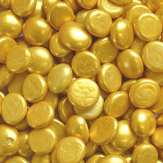 STONED metallic gold glass pebbles with smooth round shapes for decorative use