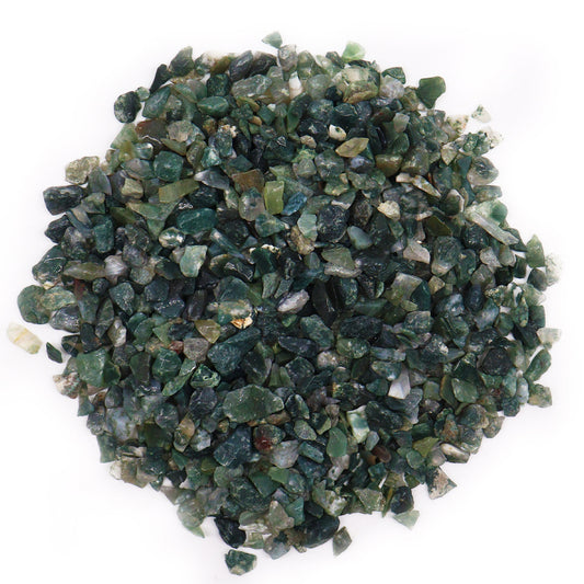 SGI Online polished moss agate gemstone chips in various green shades and natural patterns SGI Online
