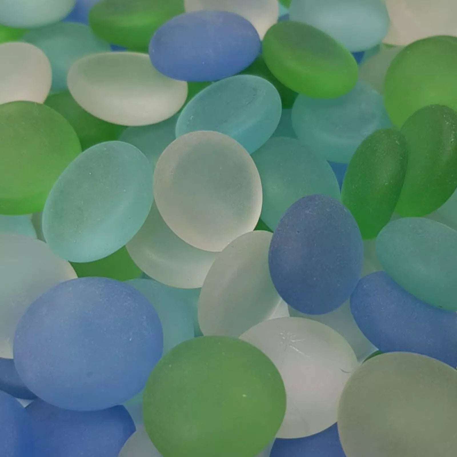 STONED frosted mixed glass pebbles in green blue and white for decorative use