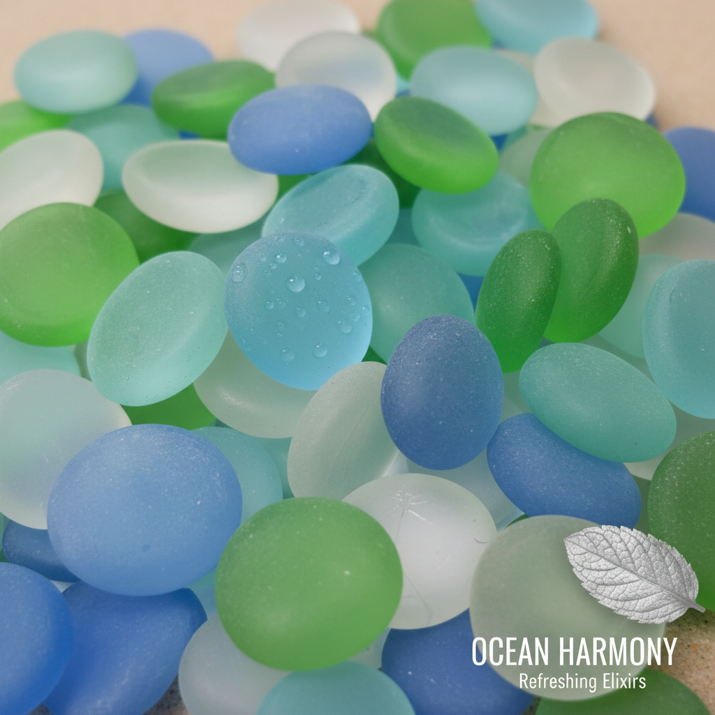 STONED frosted mixed glass pebbles in blue green and white colors with smooth frosted texture SGI Online