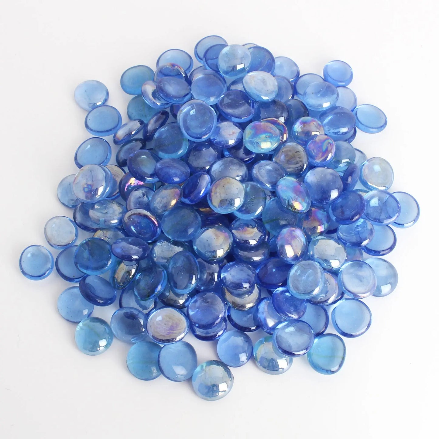 Pile of premium blue glass pebbles by STONED smooth and shiny decorative stones SGI Online