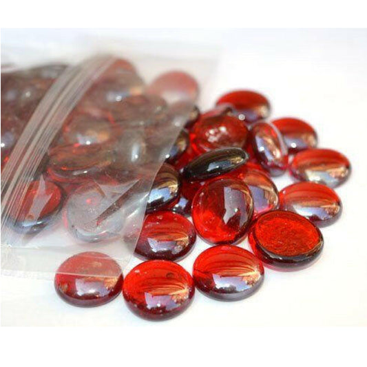 STONED red glass pebbles bulk in a clear resealable bag with shiny smooth surfaces SGI Online