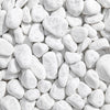 White decorative pebbles or river stones arranged closely together, filling the frame.