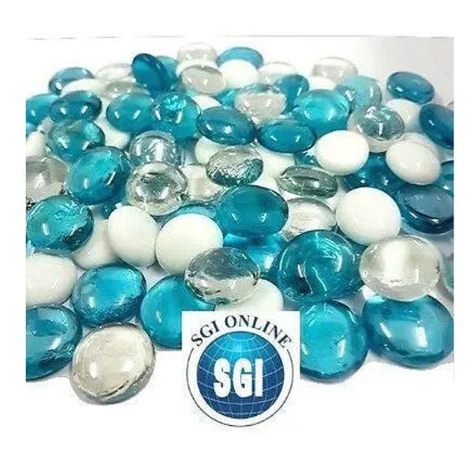STONED clear turquoise white glass pebbles mix for decorative and craft use SGI Online