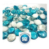 STONED clear turquoise white glass pebbles mix for decorative and craft use