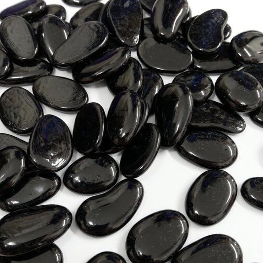 Black Polished Glass Decorative Pebbles 30-45mm Stones for Aquarium & Home Dec - SGI Online SGI Online