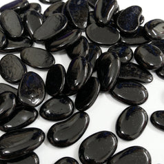 Black Polished Glass Decorative Pebbles 30-45mm Stones for Aquarium & Home Dec - SGI Online