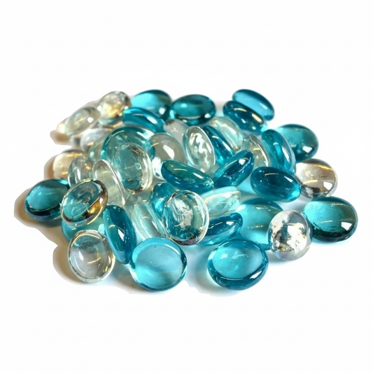 Clear and Turquoise Glass Pebble Decorative Stones - SGI Online SGI Online