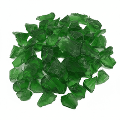 Green decorative glass stones 2kg in irregular shapes for crafts and landscaping