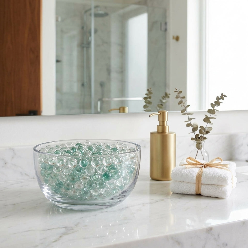 500 Clear Glass Round Decorative Marbles 14mm - SGI Online