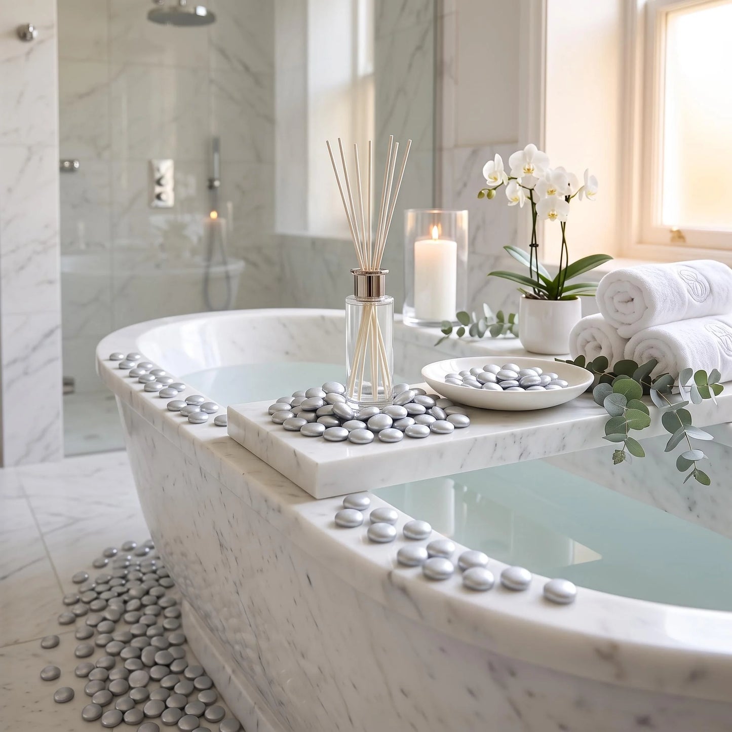 Metallic Silver Glass Pebbles For Decor - SGI Online SGI Online