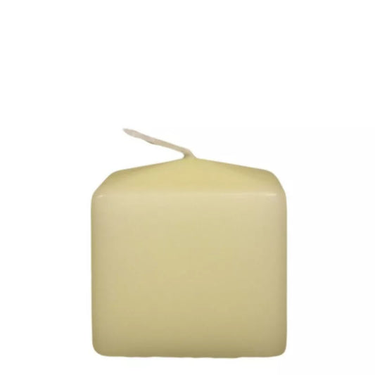 SGI Online beige square church pillar candle with a single wick for religious or decorative use SGI Online