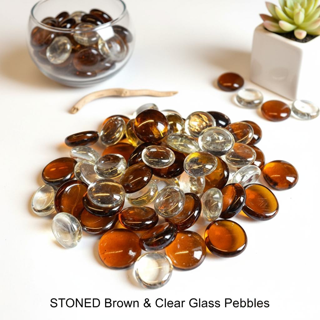 STONED Brown and Clear Glass Pebbles for Decoration - SGI Online SGI Online