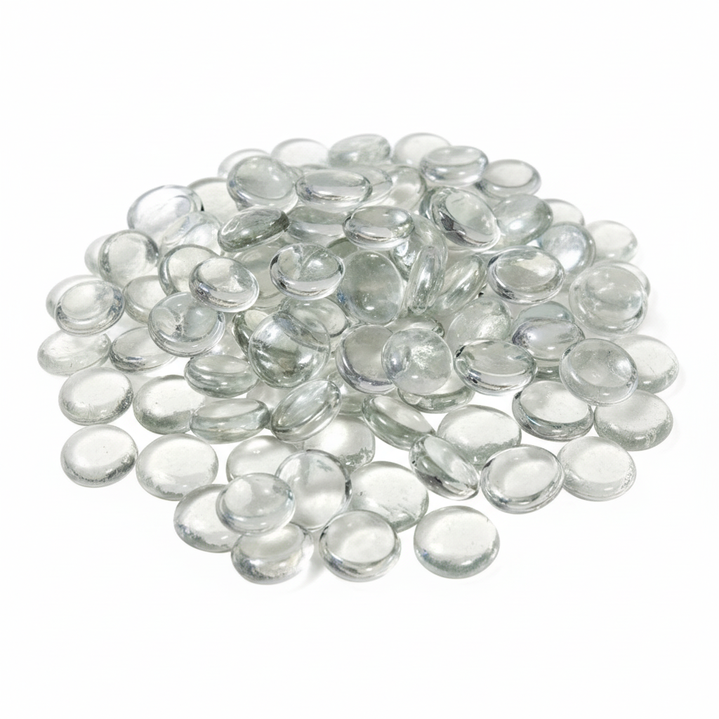 Clear glass pebbles 20kg from STONED with smooth rounded shapes for decoration and crafts