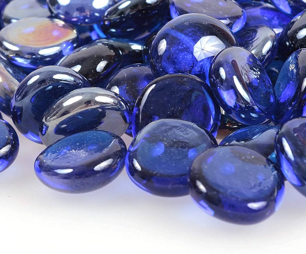 ST0NED cobalt blue glass pebbles with smooth, polished surface for decorative use