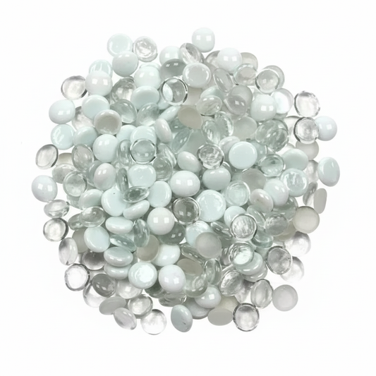STONED white and clear glass pebbles arranged in a circular pile for decoration and crafts SGI Online