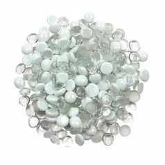 STONED white and clear glass pebbles arranged in a circular pile for decoration and crafts