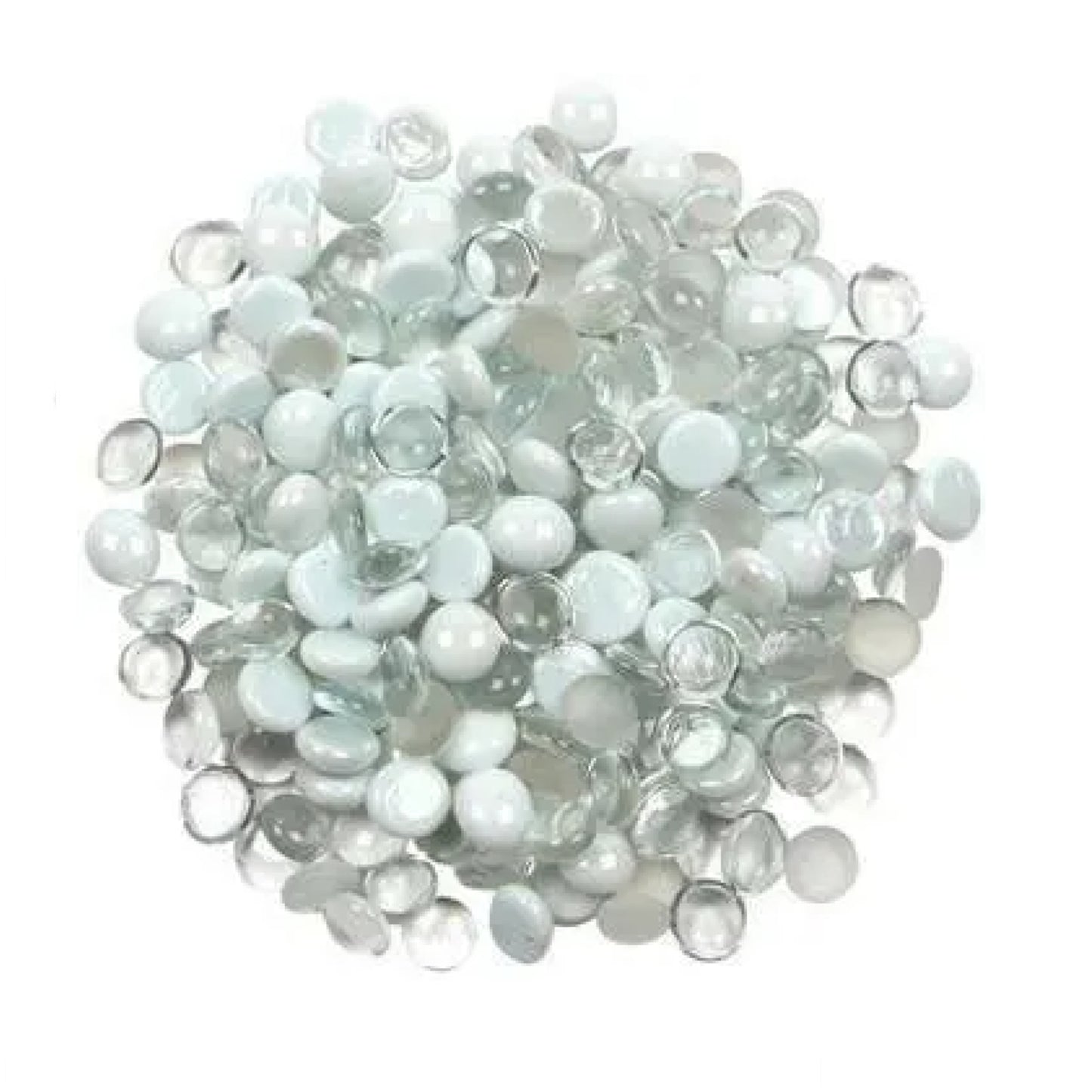 STONED white and clear glass pebbles in a round pile for decorative use SGI Online
