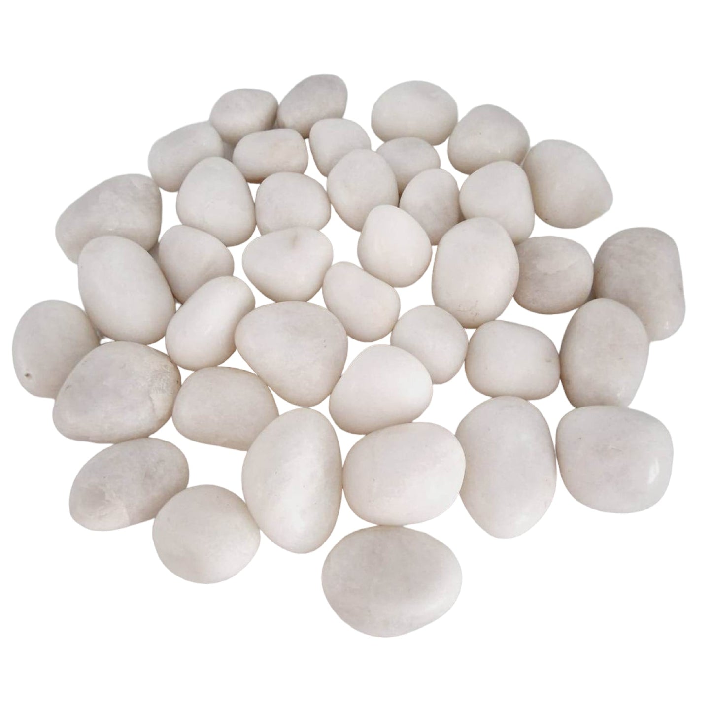 White polished pebbles for decoration displayed in a scattered arrangement by SGI Online SGI Online