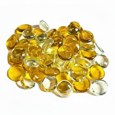 Yellow and clear glass pebbles from STONED brand for decorative and craft purposes