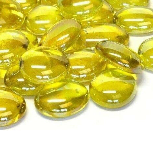 STONED yellow glass pebbles 15kg smooth polished decorative stones in bright yellow SGI Online