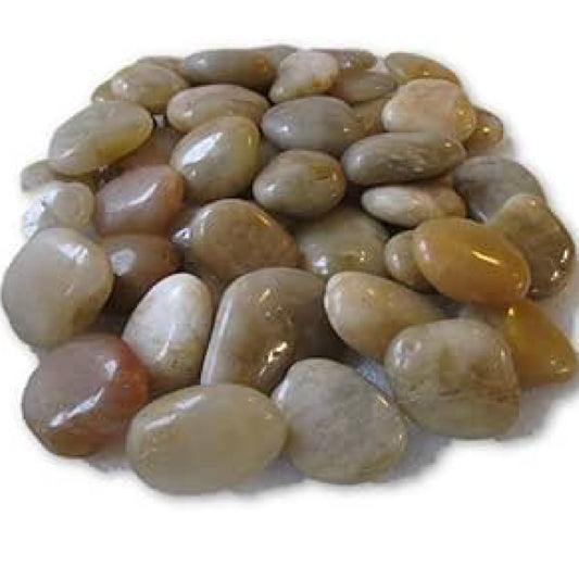 Yellow polished river pebbles 5kg by STONED with smooth shiny surfaces and natural earthy tones SGI Online